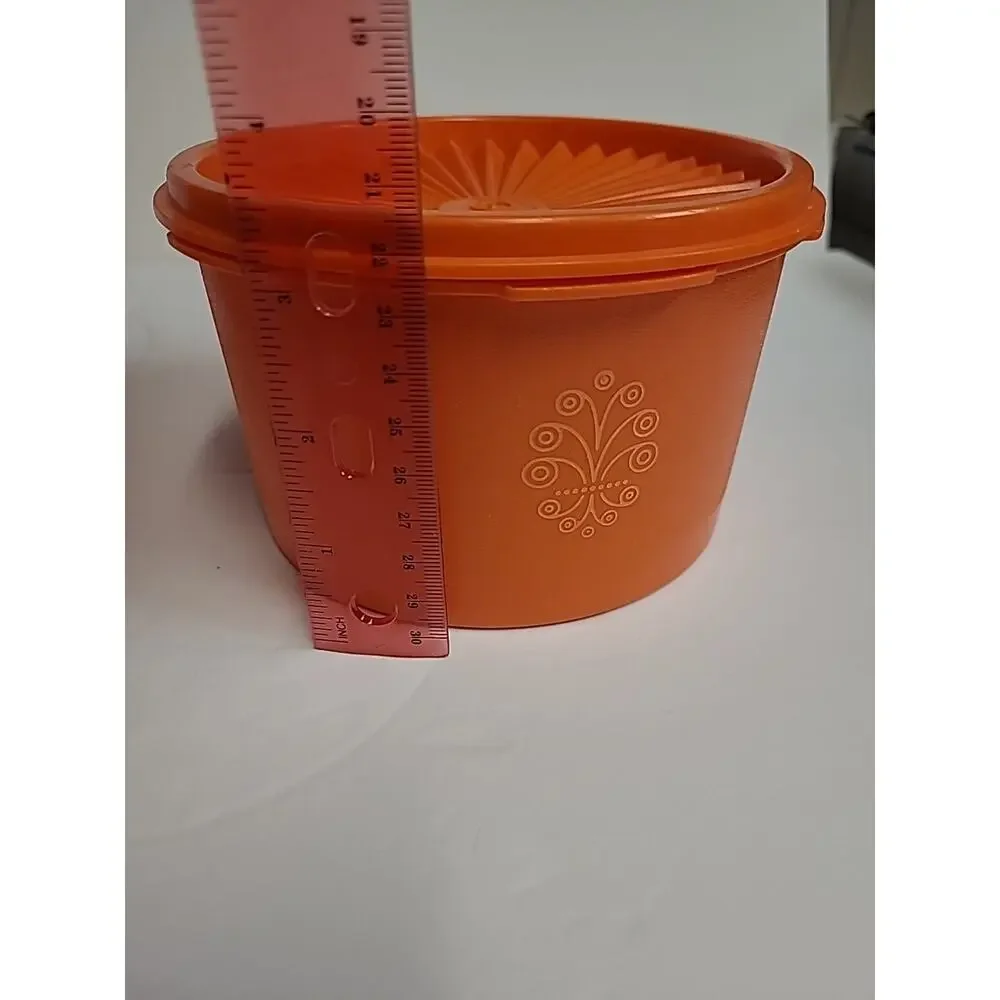 Tupperware Canister Set With Lids Orange Harvest Servalier Vintage Set of 2